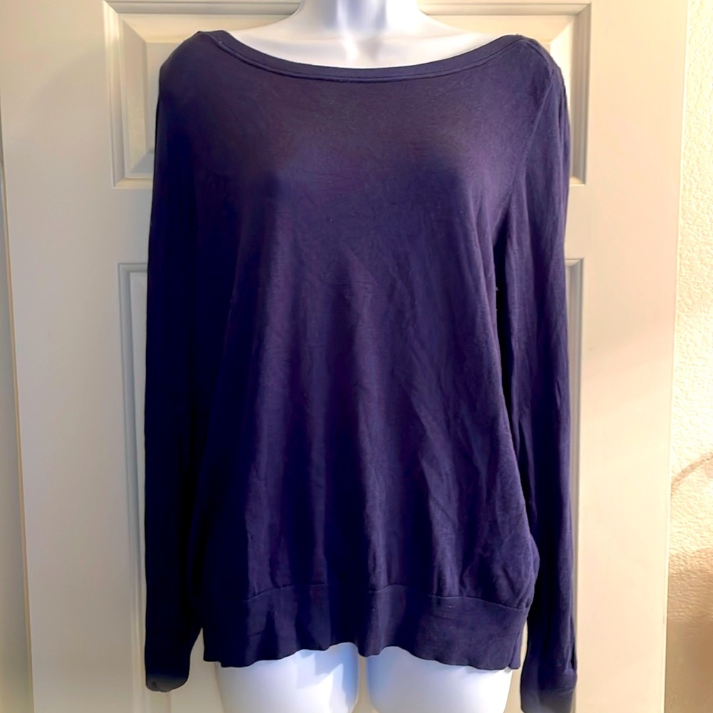 Banana Republic L navy silk cotton boatneck sweater